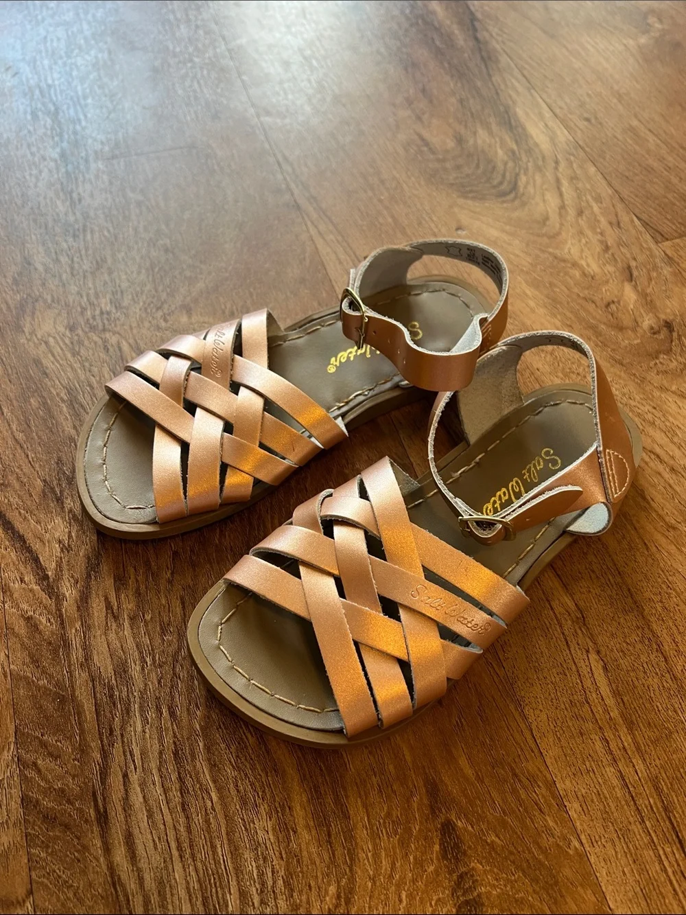Salt Water Sandals by Hoy Girls Tan Braided Leather Sandals Size 13
